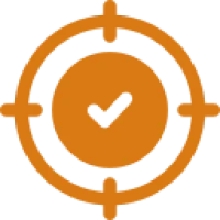 Orange checkmark inside target symbol