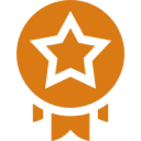 Star-shaped award icon with ribbon