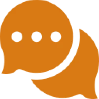 Orange speech bubbles on black background