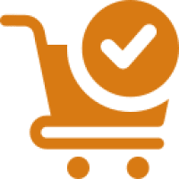Shopping cart with checkmark icon