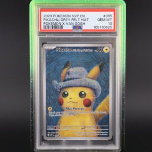 Rare Pikachu Pokémon card graded PSA GEM MT 10 in a protective case.
