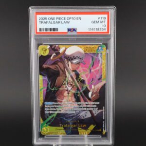 Rare Pokémon card encased in protective plastic with PSA grading.