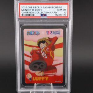 Graded One Piece & Dragon Ball card featuring Luffy with a 9.5 PSA grade.