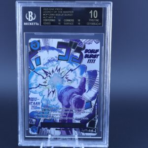 A graded Pokémon card featuring Blastoise with a perfect score of 10.