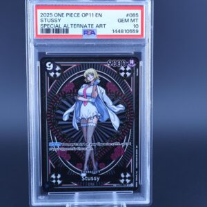 A graded Sailor Moon trading card in protective case.