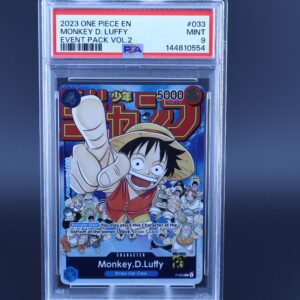 PSA-graded Monkey D. Luffy manga card in protective case.