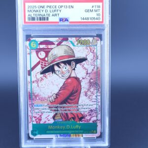Graded One Piece Luffy trading card encased in protective slab.